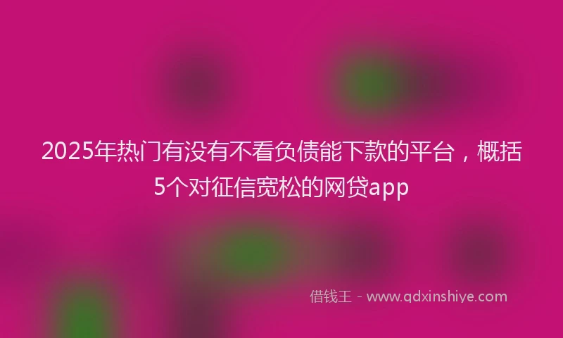 2025年热门有没有不看负债能下款的平台，概括5个对征信宽松的网贷app