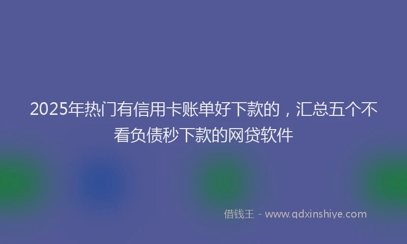 2025年热门有信用卡账单好下款的，汇总五个不看负债秒下款的网贷软件