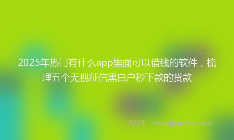 2025年热门有什么app里面可以借钱的软件，梳理五个无视征信黑白户秒下款的贷款