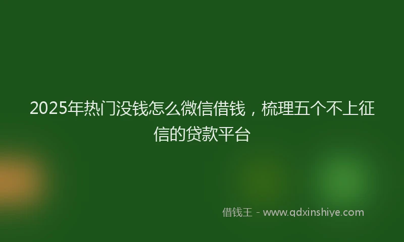 2025年热门没钱怎么微信借钱，梳理五个不上征信的贷款平台