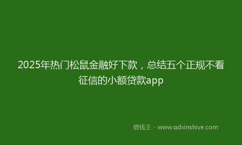 2025年热门松鼠金融好下款，总结五个正规不看征信的小额贷款app