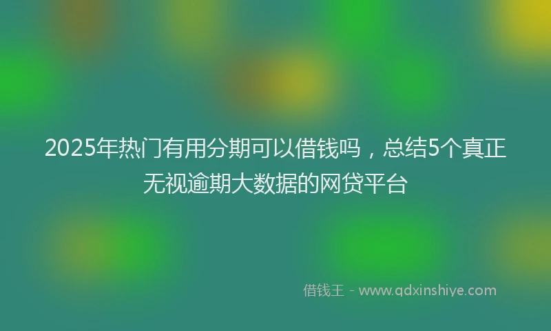 2025年热门有用分期可以借钱吗，总结5个真正无视逾期大数据的网贷平台