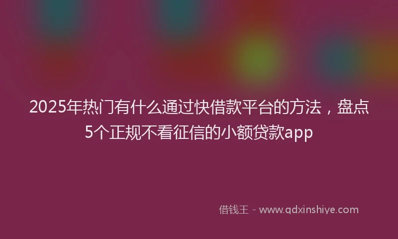 2025年热门有什么通过快借款平台的方法，盘点5个正规不看征信的小额贷款app