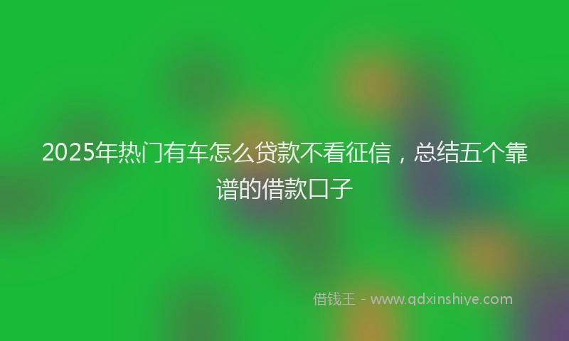 2025年热门有车怎么贷款不看征信，总结五个靠谱的借款口子
