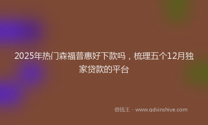 2025年热门森福普惠好下款吗,梳理五个12月独家贷款的平台