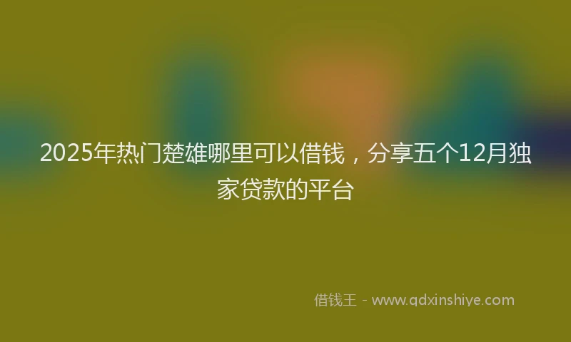 2025年热门楚雄哪里可以借钱，分享五个12月独家贷款的平台
