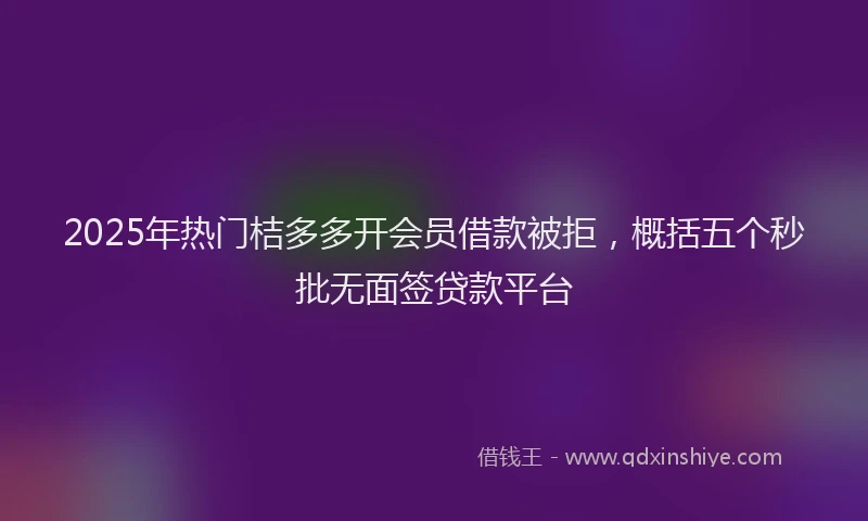 2025年热门桔多多开会员借款被拒，概括五个秒批无面签贷款平台