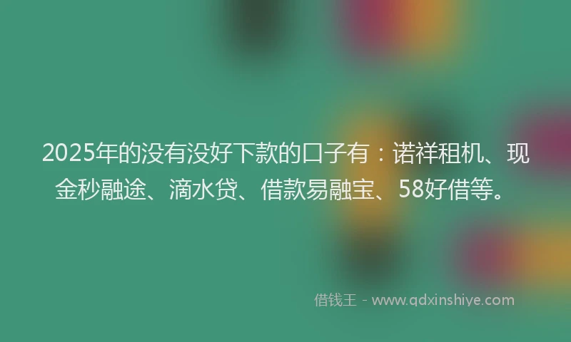 2025年的没有没好下款的口子有：诺祥租机、现金秒融途、滴水贷、借款易融宝、58好借等。