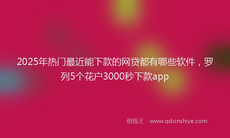 2025年热门最近能下款的网贷都有哪些软件，罗列5个花户3000秒下款app