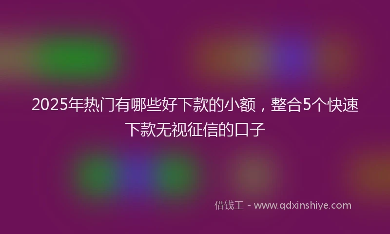 2025年热门有哪些好下款的小额，整合5个快速下款无视征信的口子
