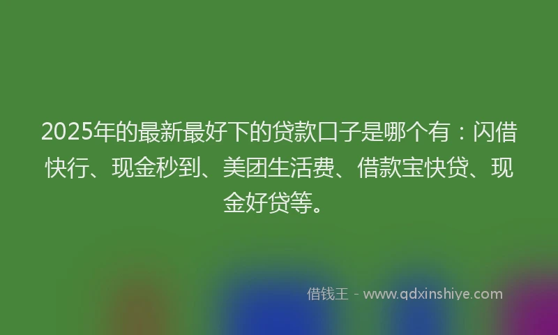 2025年的最新最好下的贷款口子是哪个有：闪借快行、现金秒到、美团生活费、借款宝快贷、现金好贷等。