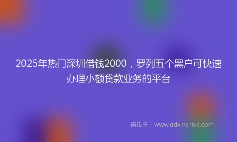 2025年热门深圳借钱2000，罗列五个黑户可快速办理小额贷款业务的平台