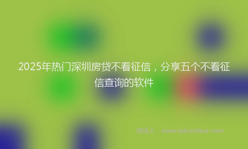 2025年热门深圳房贷不看征信，分享五个不看征信查询的软件