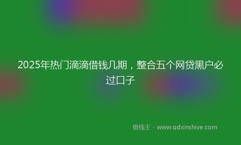 2025年热门滴滴借钱几期，整合五个网贷黑户必过口子