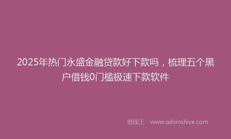 2025年热门永盛金融贷款好下款吗，梳理五个黑户借钱0门槛极速下款软件