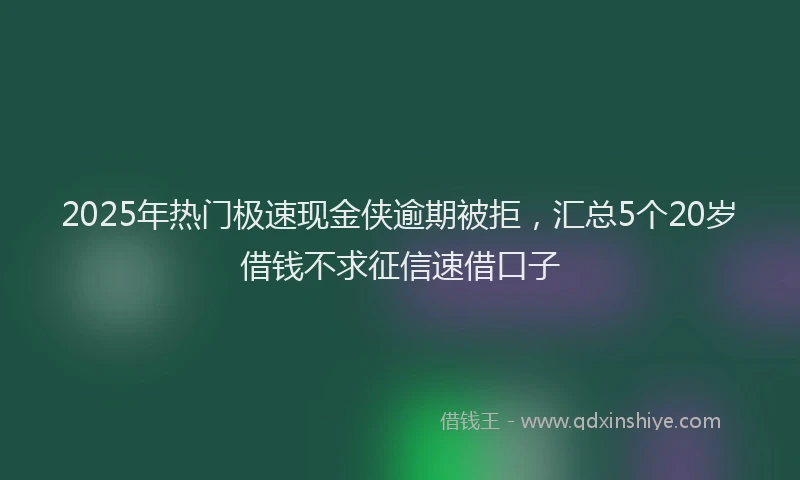 2025年热门极速现金侠逾期被拒，汇总5个20岁借钱不求征信速借口子