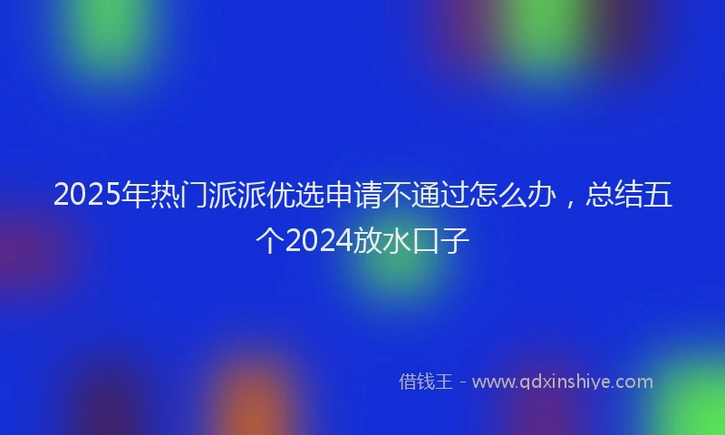 2025年热门派派优选申请不通过怎么办，总结五个2024放水口子