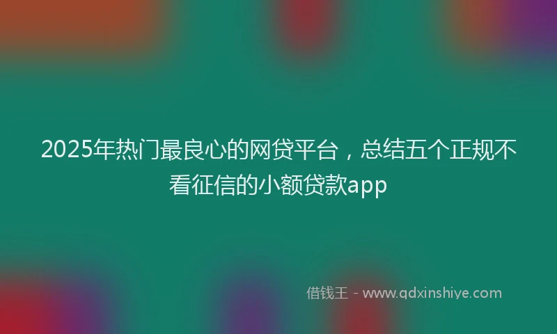 2025年热门最良心的网贷平台,总结五个正规不看征信的小额贷款app