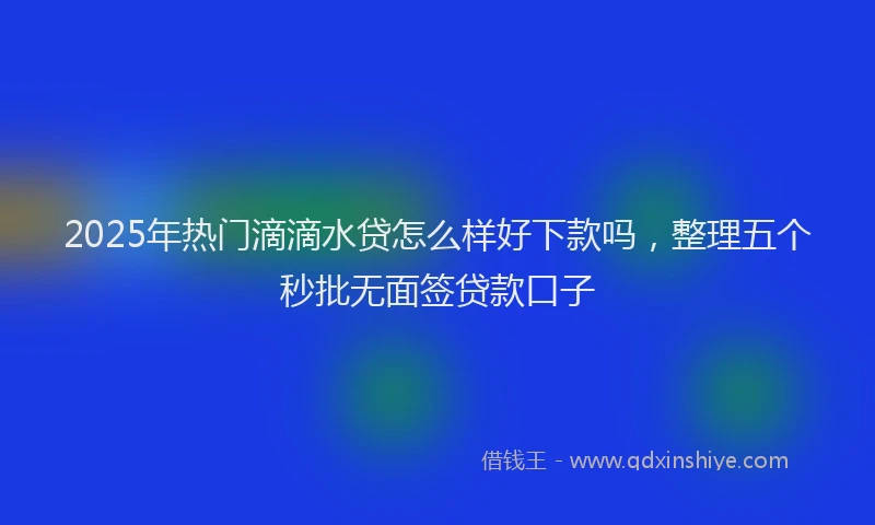 2025年热门滴滴水贷怎么样好下款吗，整理五个秒批无面签贷款口子
