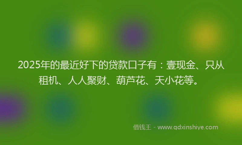 2025年的最近好下的贷款口子有:壹现金、只从租机、人人聚财、葫芦花、天小花等。