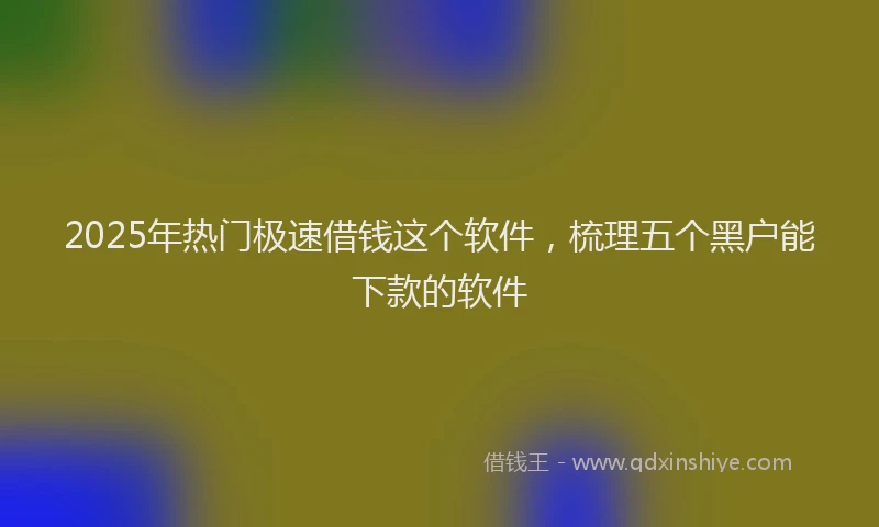 2025年热门极速借钱这个软件，梳理五个黑户能下款的软件
