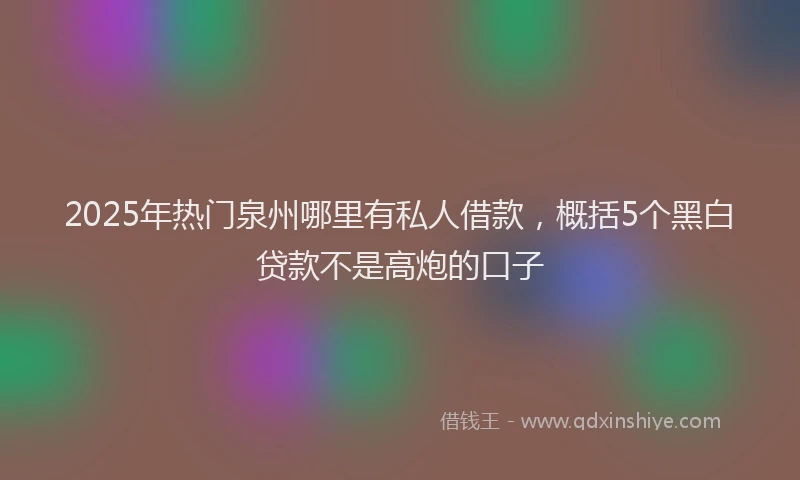 2025年热门泉州哪里有私人借款，概括5个黑白贷款不是高炮的口子