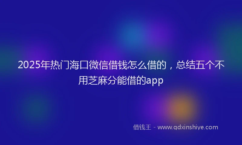 2025年热门海口微信借钱怎么借的，总结五个不用芝麻分能借的app