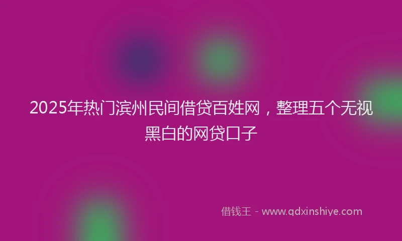 2025年热门滨州民间借贷百姓网，整理五个无视黑白的网贷口子