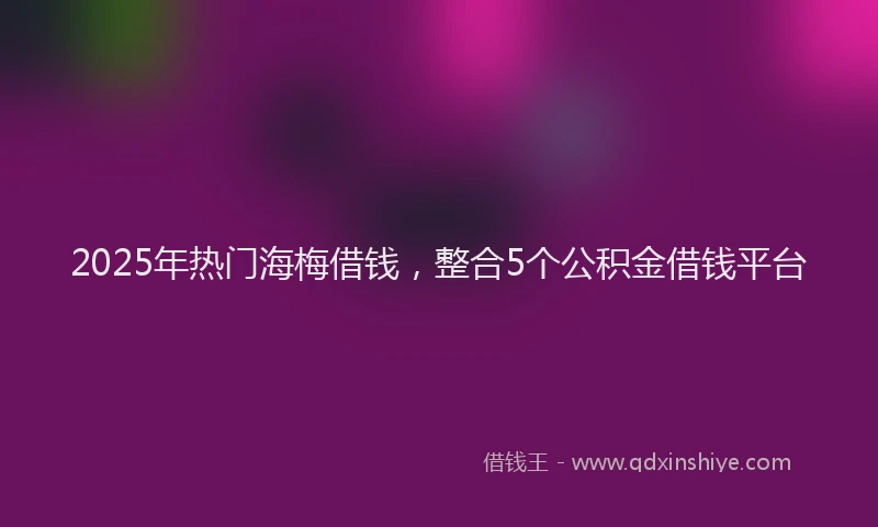2025年热门海梅借钱，整合5个公积金借钱平台
