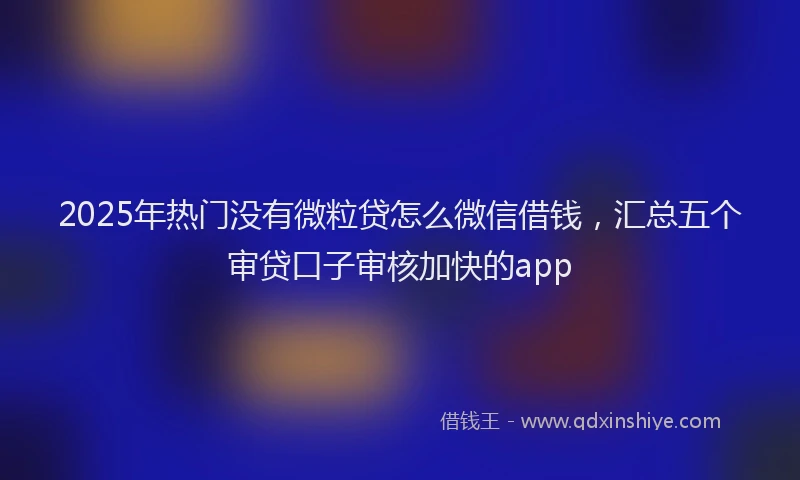 2025年热门没有微粒贷怎么微信借钱，汇总五个审贷口子审核加快的app