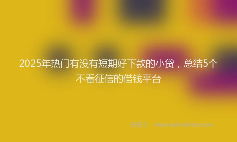 2025年热门有没有短期好下款的小贷，总结5个不看征信的借钱平台