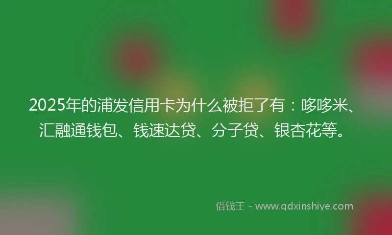 2025年的浦发信用卡为什么被拒了有:哆哆米、汇融通钱包、钱速达贷、分子贷、银杏花等。