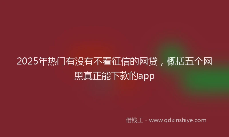 2025年热门有没有不看征信的网贷,概括五个网黑真正能下款的app