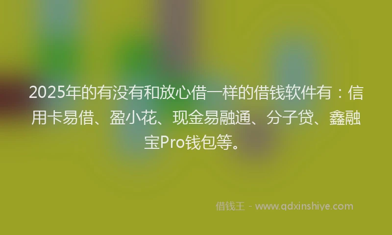 2025年的有没有和放心借一样的借钱软件有：信用卡易借、盈小花、现金易融通、分子贷、鑫融宝Pro钱包等。