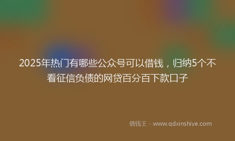 2025年热门有哪些公众号可以借钱,归纳5个不看征信负债的网贷百分百下款口子