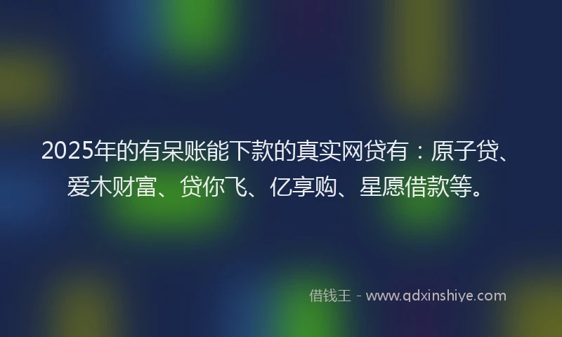 2025年的有呆账能下款的真实网贷有：原子贷、爱木财富、贷你飞、亿享购、星愿借款等。