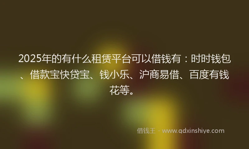 2025年的有什么租赁平台可以借钱有：时时钱包、借款宝快贷宝、钱小乐、沪商易借、百度有钱花等。