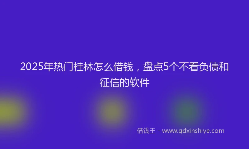 2025年热门桂林怎么借钱，盘点5个不看负债和征信的软件