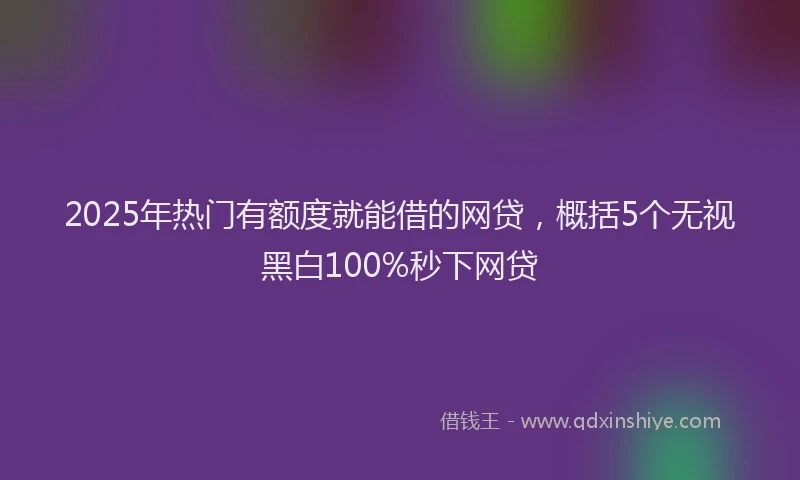 2025年热门有额度就能借的网贷，概括5个无视黑白100%秒下网贷