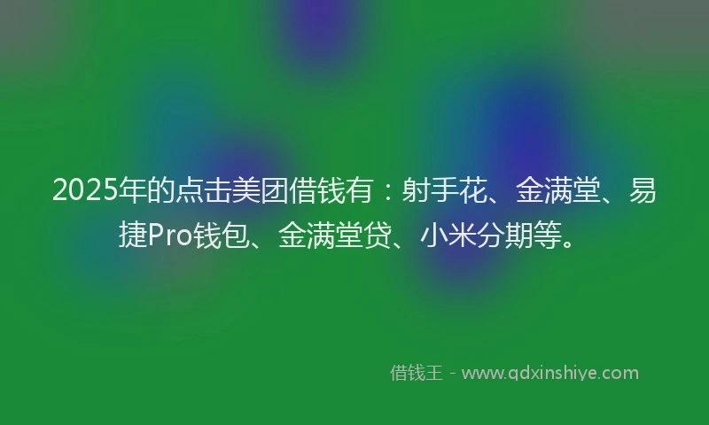 2025年的点击美团借钱有：射手花、金满堂、易捷Pro钱包、金满堂贷、小米分期等。