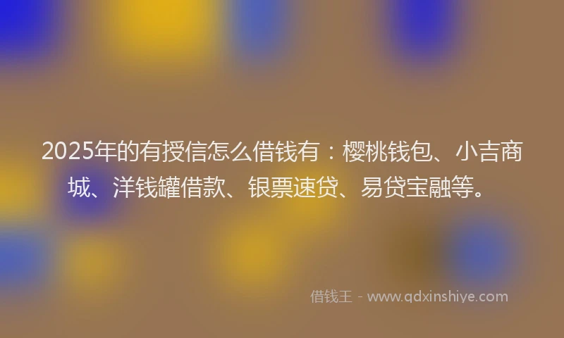 2025年的有授信怎么借钱有：樱桃钱包、小吉商城、洋钱罐借款、银票速贷、易贷宝融等。