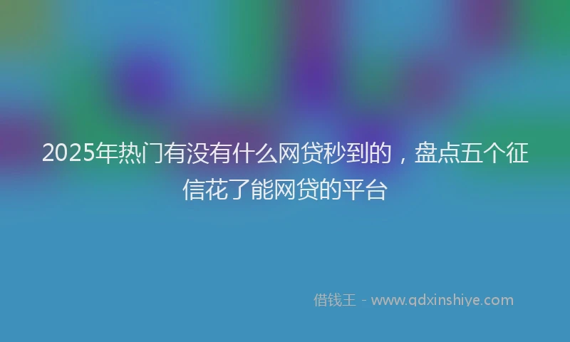 2025年热门有没有什么网贷秒到的，盘点五个征信花了能网贷的平台