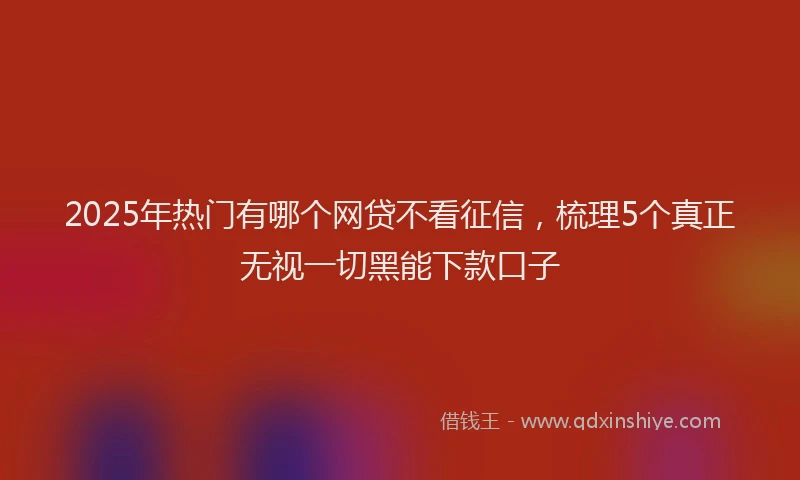 2025年热门有哪个网贷不看征信，梳理5个真正无视一切黑能下款口子