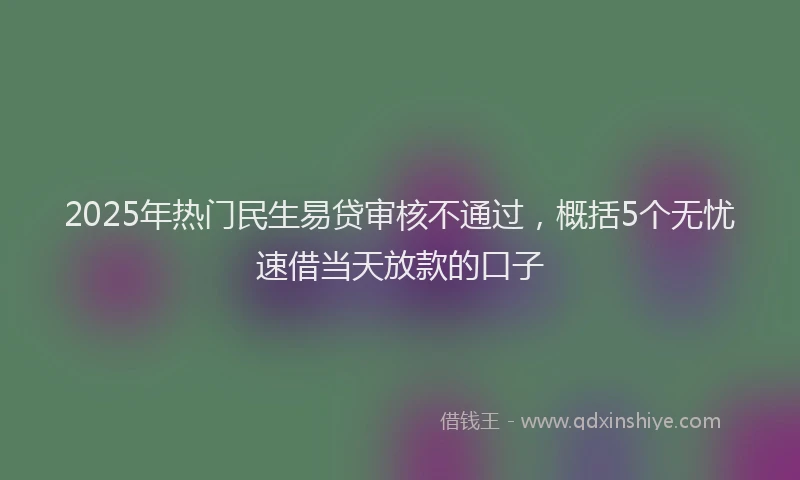 2025年热门民生易贷审核不通过，概括5个无忧速借当天放款的口子