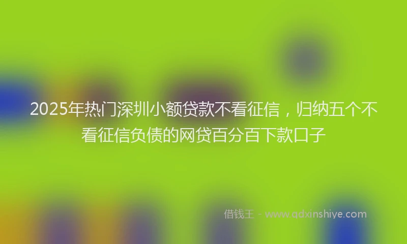 2025年热门深圳小额贷款不看征信，归纳五个不看征信负债的网贷百分百下款口子