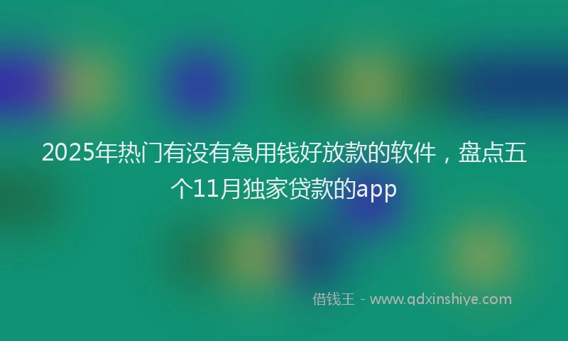 2025年热门有没有急用钱好放款的软件，盘点五个11月独家贷款的app