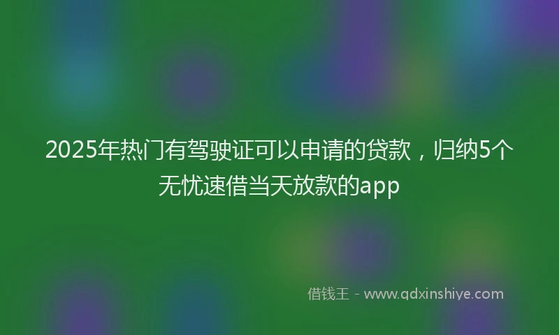2025年热门有驾驶证可以申请的贷款，归纳5个无忧速借当天放款的app