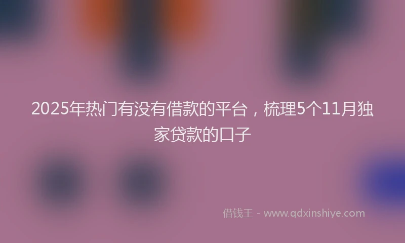 2025年热门有没有借款的平台，梳理5个11月独家贷款的口子