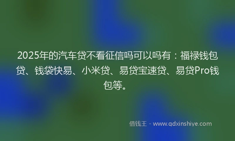 2025年的汽车贷不看征信吗可以吗有：福禄钱包贷、钱袋快易、小米贷、易贷宝速贷、易贷Pro钱包等。
