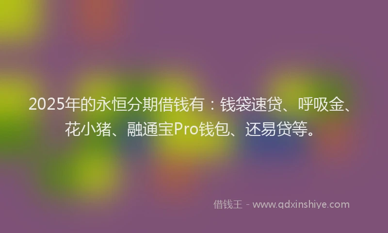 2025年的永恒分期借钱有：钱袋速贷、呼吸金、花小猪、融通宝Pro钱包、还易贷等。